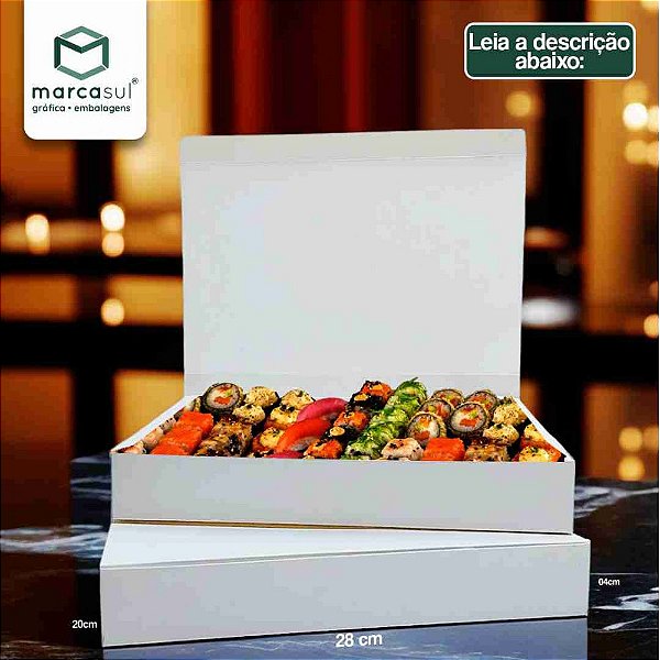 Caixa Sushi Extra Grande (20x28x4cm) Linha Branca - 100 unid.