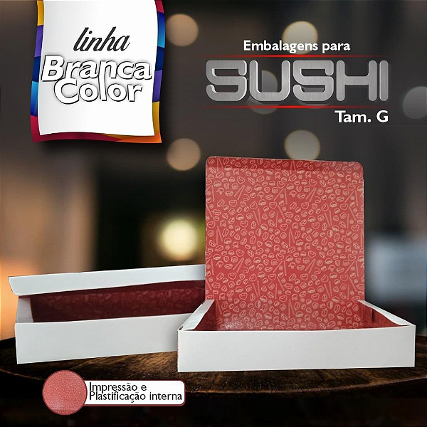 Caixa Sushi Grande Color (18x22x4cm) Linha Branca - 100 unid.