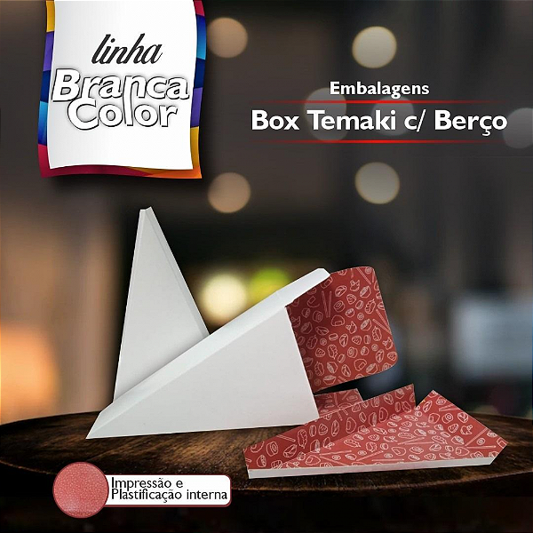 Caixa Box Temaki com Berço Média Color - Linha Branca - 100 unid.