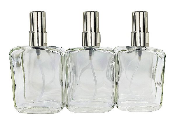 kit com 10 Vidros  para perfumes de 100ml C/ Válvula Spray Prata luxo