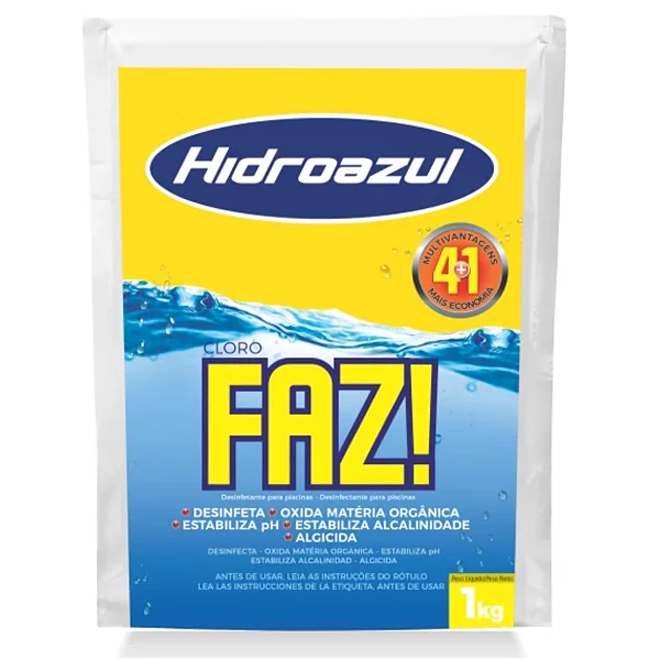 Cloro Multiação Faz 4x1 Hidroazul Pacote 1KG