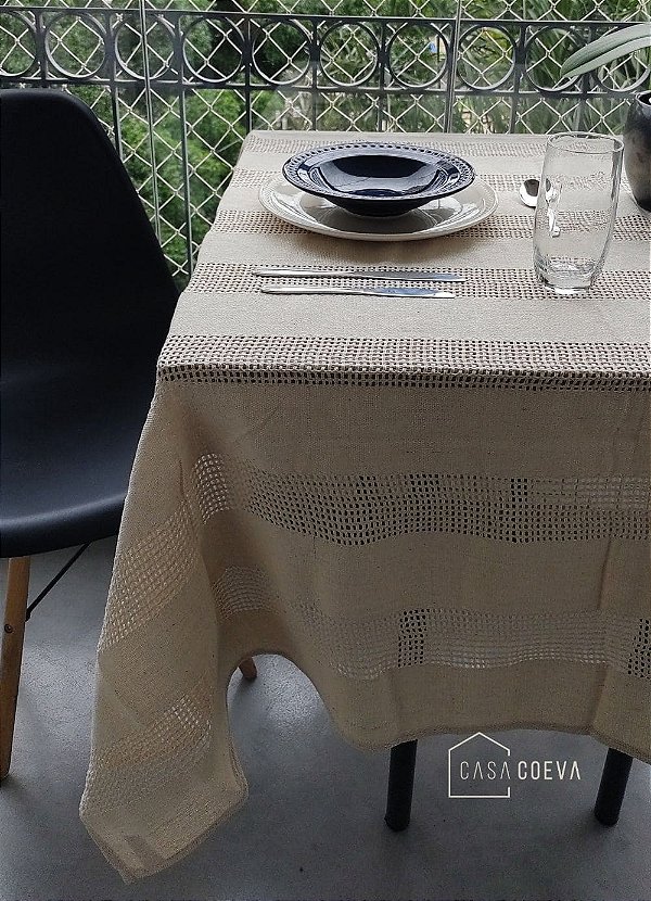 Toalha de Mesa Algodão Cru Elegance Quadrada 150 x 150