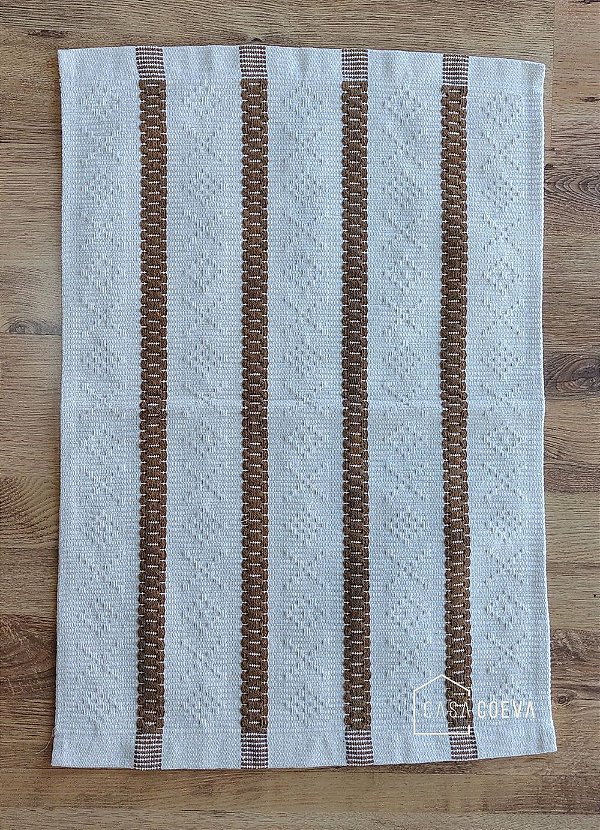 Tapete Artesanal Algodão Branco Caramelo 50 x 70