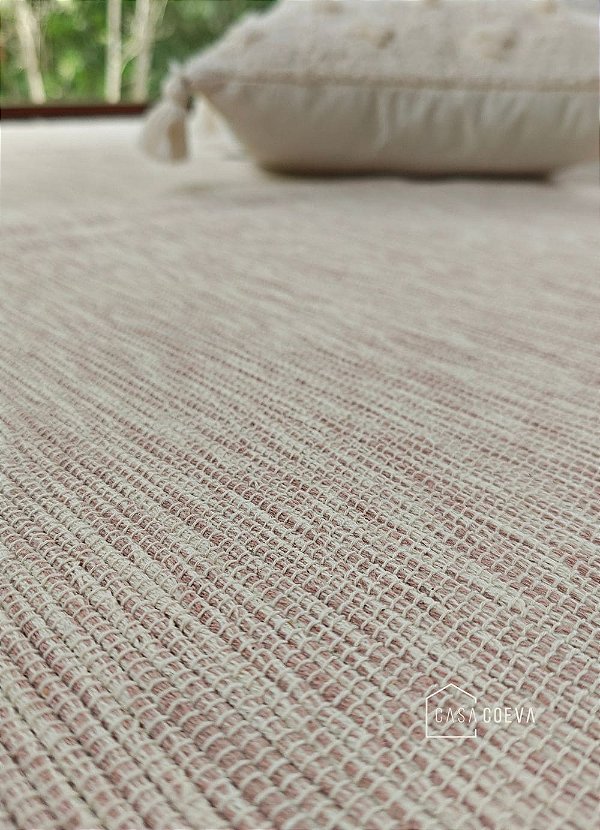 Tapete Artesanal Algodão Sala Quarto Slim Nude Mesclado 150 x 200