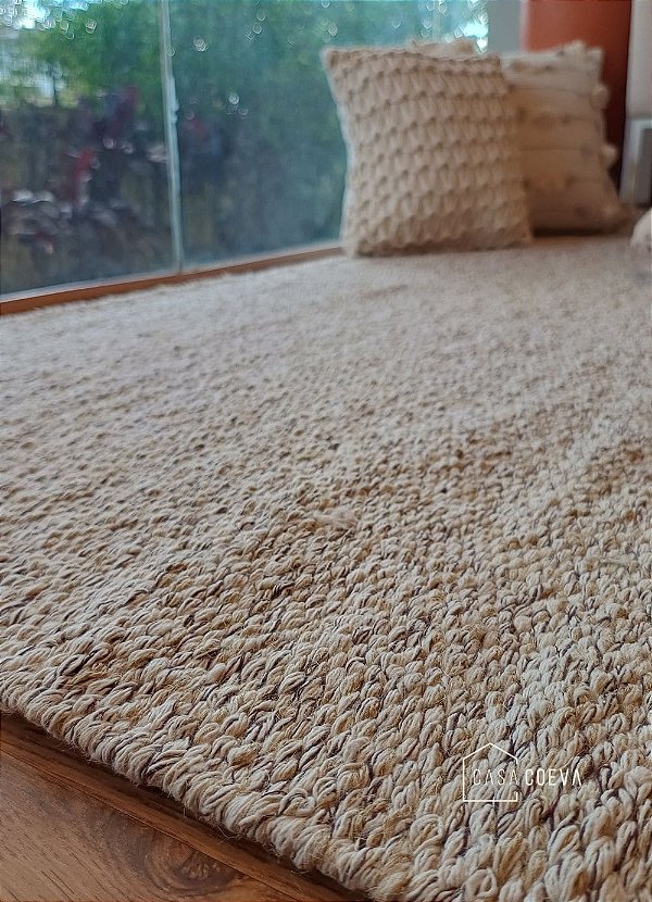 Tapete Premium Tear Algodão Marrom Caramelo Cru Juta 200 x 250