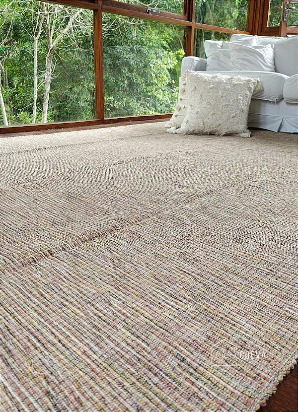 Tapete Artesanal Algodão Sala Slim Aurora Deserto 200 x 250