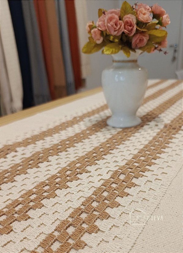 Caminho de Mesa Renda Algodão Cru Caramelo 45 x 175