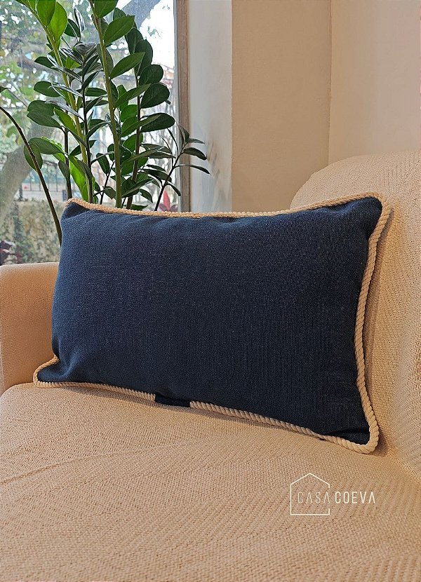Almofada Atelier Cordão Retangular Azul Marinho 50x30
