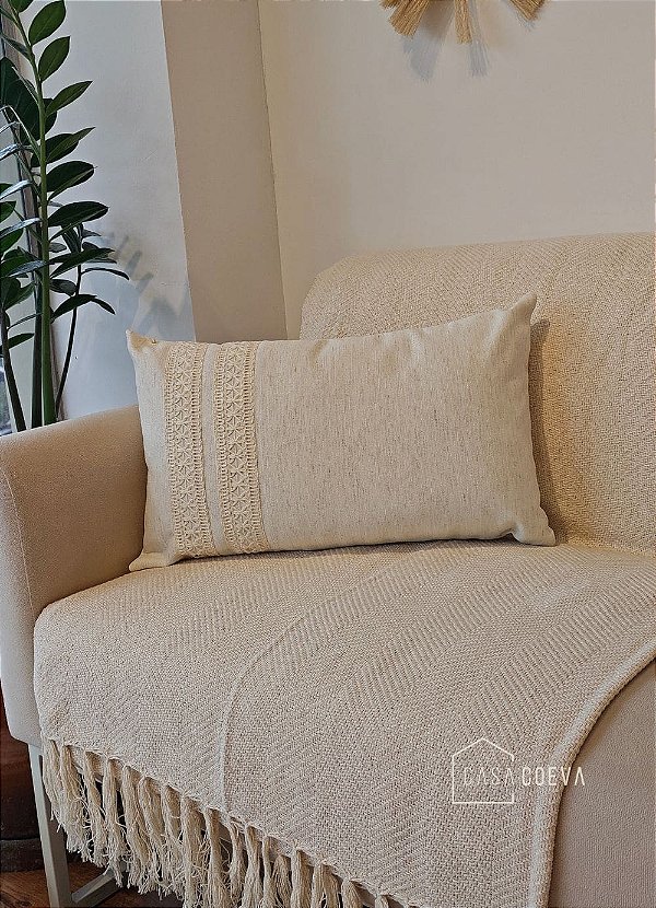 Almofada Atelier Renda Retangular Off White 50 x 30
