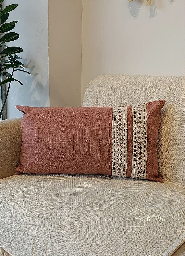 Capa de Almofada Atelier Renda Retangular Rosé 50 x 30