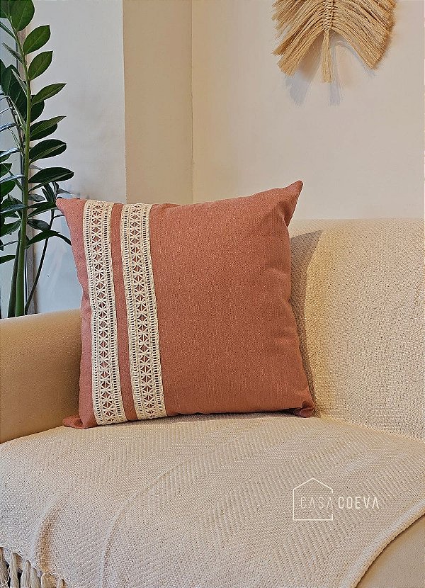Capa de Almofada Atelier Renda Rosé 45 x 45