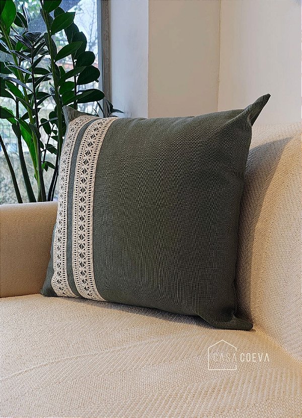 Capa de Almofada Atelier Renda Verde 45 x 45