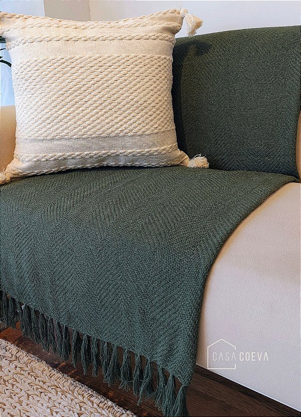 Manta Decorativa Tear Artesanal Prisma Verde Botânico 120 x 200