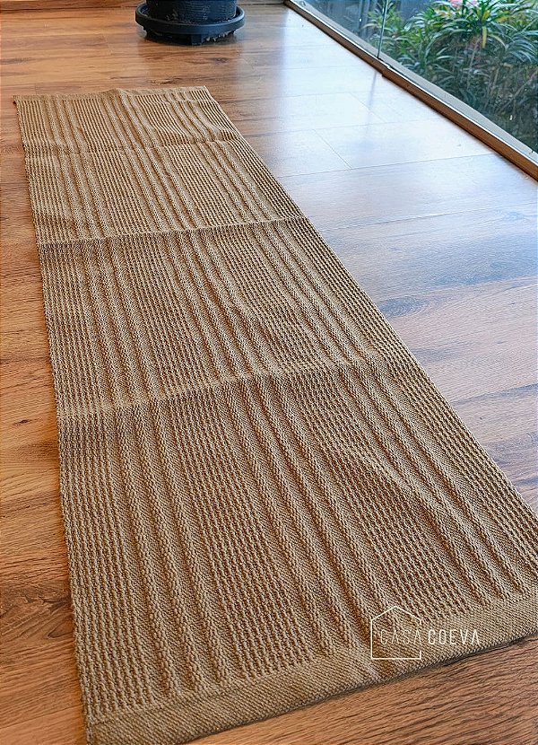 Tapete Artesanal Passadeira Algodão Caramelo Linea 45 x 145