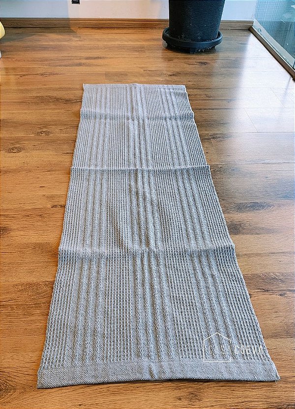 Tapete Artesanal Passadeira Algodão Cinza Claro Linea 45 x 145