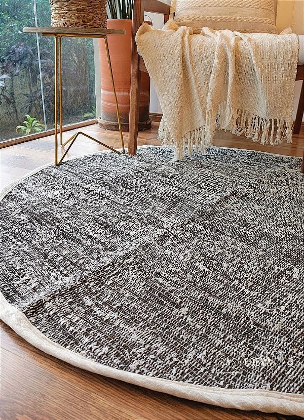 Tapete Tear Redondo Versatto Dupla Face Marrom Café 145 cm