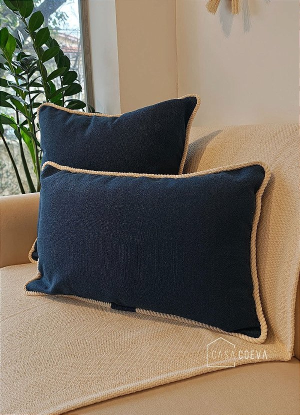 Kit 2 Capas de Almofada Atelier Cordão Azul Marinho