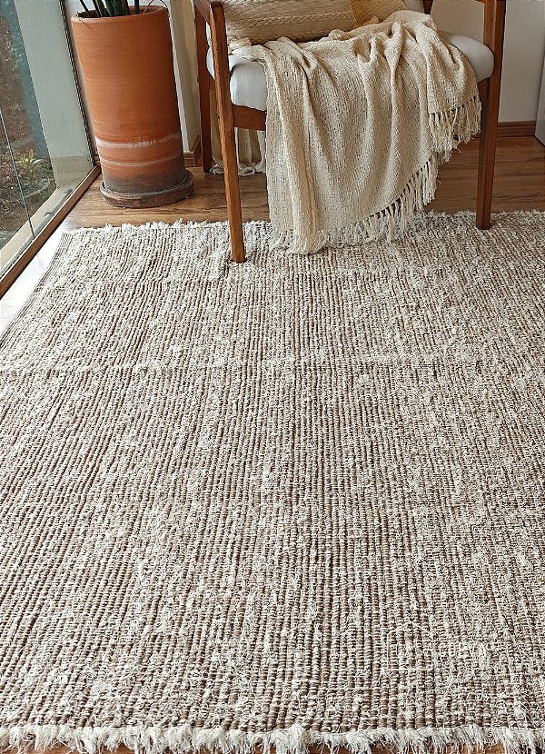 Tapete Peludo Algodão Sala Quarto Versatto Caramelo Claro Cru 150 x 200