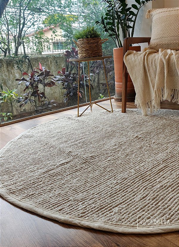 Tapete Tear Redondo Versatto Dupla Face Nude Cru 145 cm