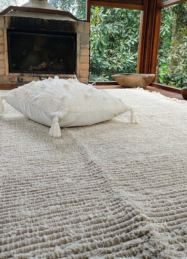 Tapete Peludo Algodão Sala Quarto Versatto Nude Cru 150 x 200