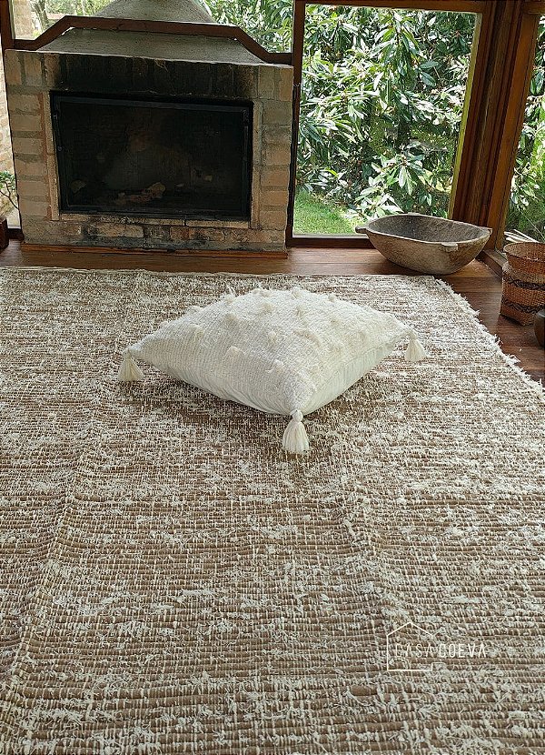 Tapete Peludo Algodão Sala Quarto Versatto Caramelo Cru 200 x 300