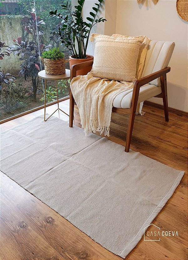 Tapete Tear Artesanal Beira Cama Slim Nude 80 X 150