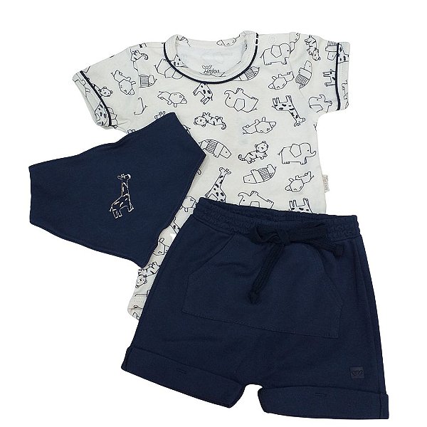 Conjunto Body Short Manga Curta Masculino 213147 Anjos Baby