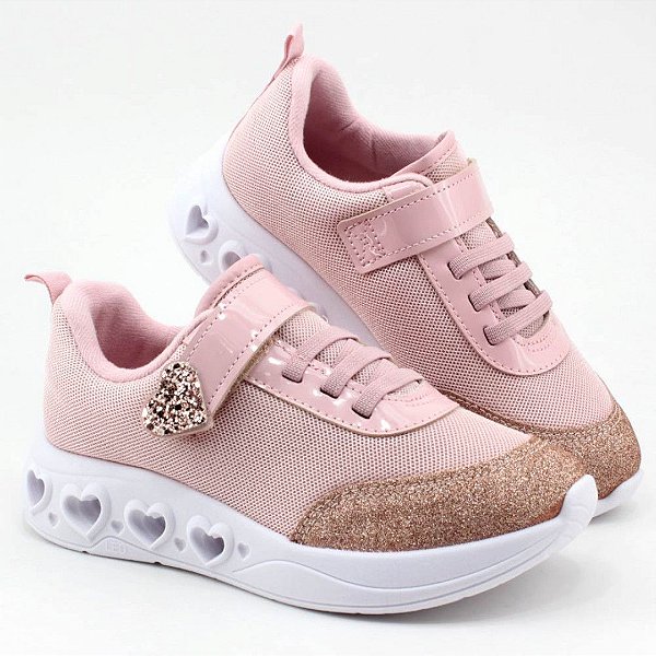 Tenis Molekinha Ouro e Rosa 2550.102.23110.82878