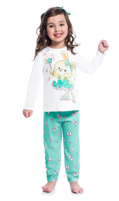 Pijama Infantil Feminino Manga Longa Calça Malha 207.235 Kyly