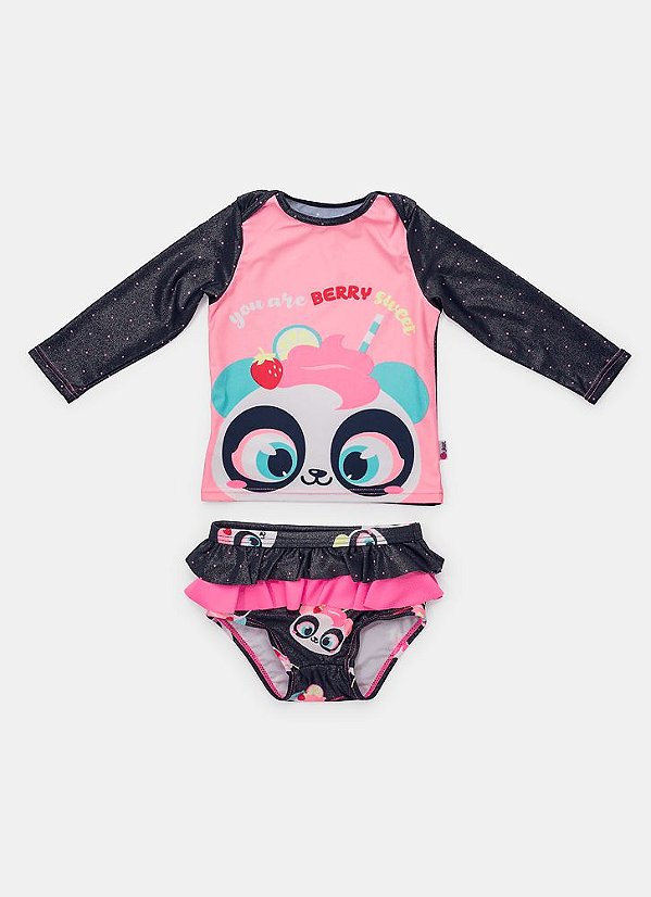 Conjunto Praia Baby Panda Puket 110200317 - Calcinha mais Camiseta com Proteção UV