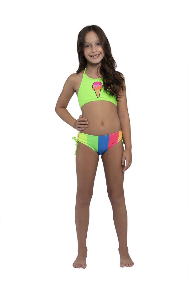 Biquini Infantil Feminino Sirikids Verde / Colorido / Sorvete 36896