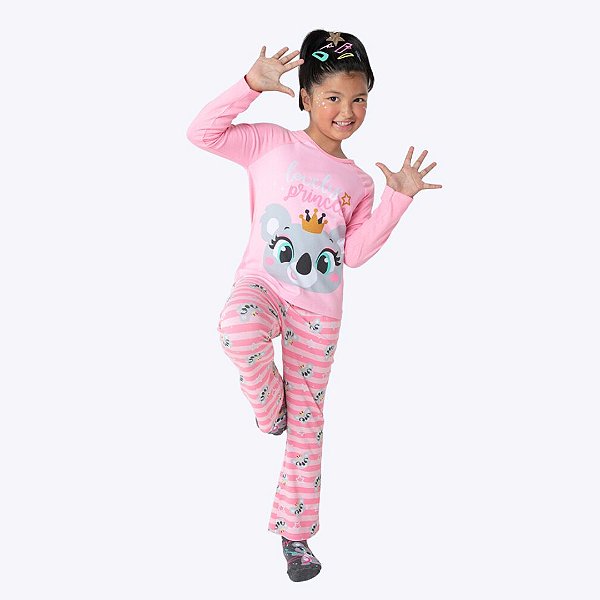 Pijama Manga Longa Coala Infantil Menina Puket  030402427