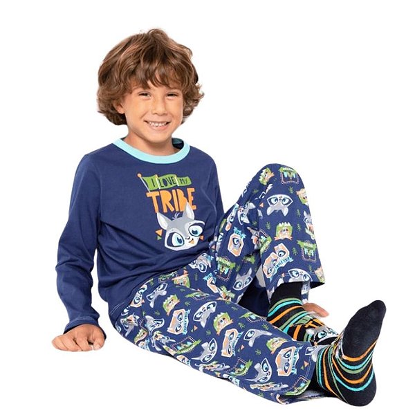 Pijama Manga Longa Guaxinim Infantil Menino Puket 030501977