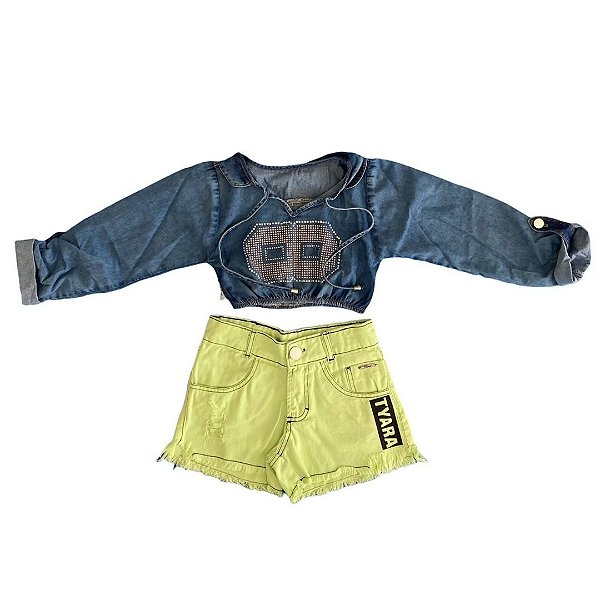 Conjunto Infantil Feminino Cropped Manga Longa Tyara 4318