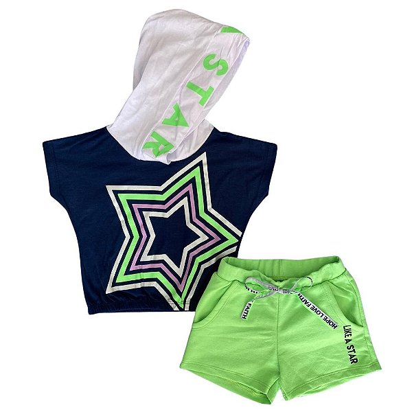 Conjunto Infantil Feminino Manga Curta Estrela Have Fun 25631