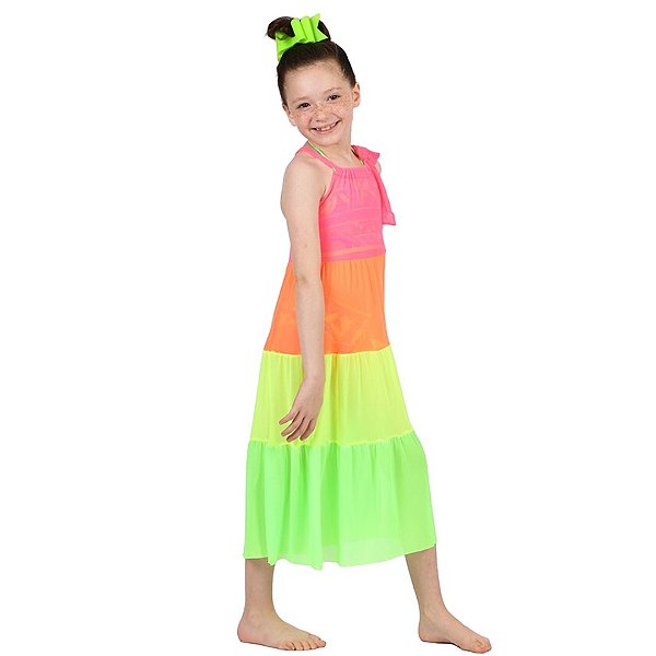 Vestido Colorido Moda Praia Siri Kids 38120