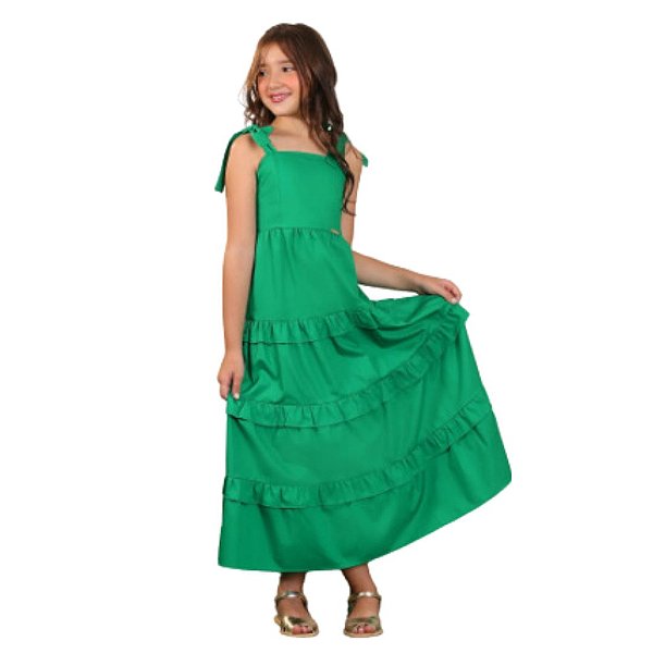 Vestido Liso Infantil Verde Precoce 4345