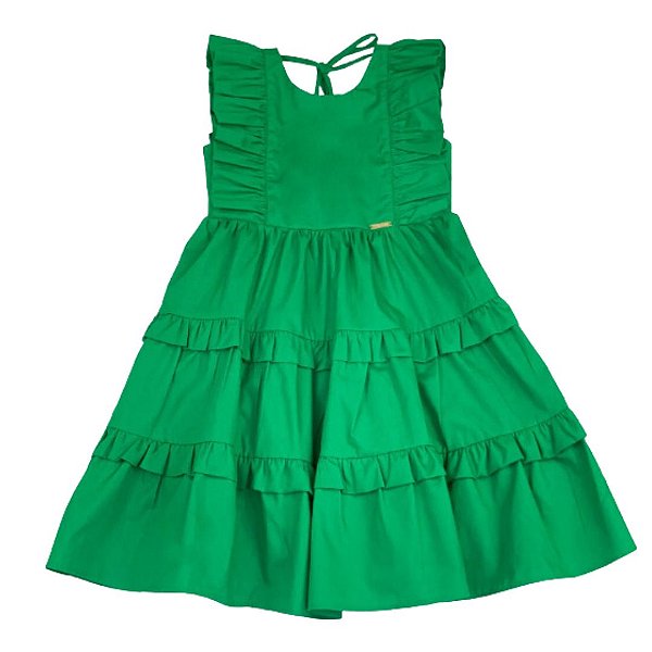 Vestido Verde Liso Infantil Precoce 4318