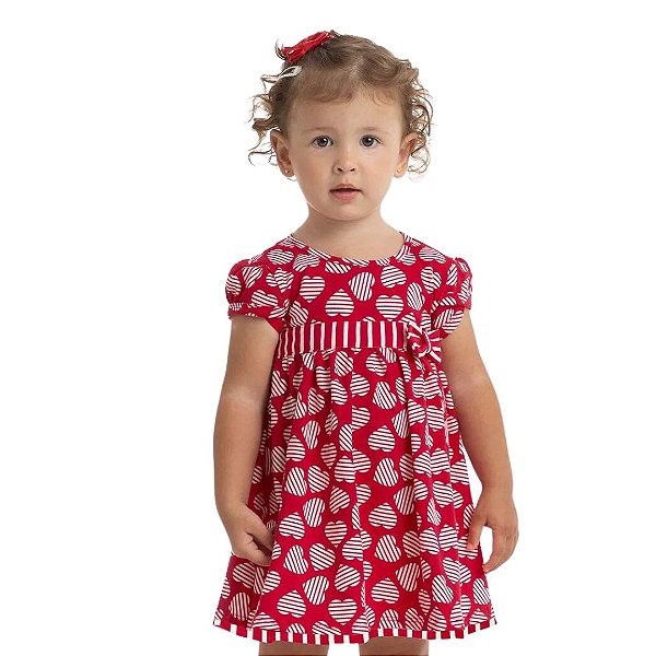 Vestido Estampa de Coração Cotton Infantil Kyly 112.543