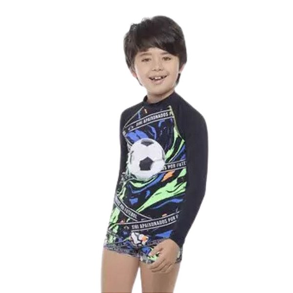 Camiseta Para Nadar Manga Longa Infantil Masculina Moda Praia Siri Kids 37243