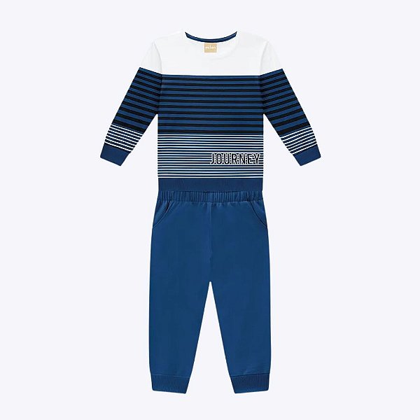 Conjunto Moletom Listras Infantil Menino Milon 2000102