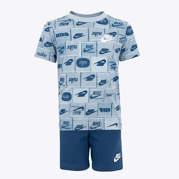 Conjunto Camiseta e Bermuda Esportiva Infantil Masculino Nike 86L773-B2S