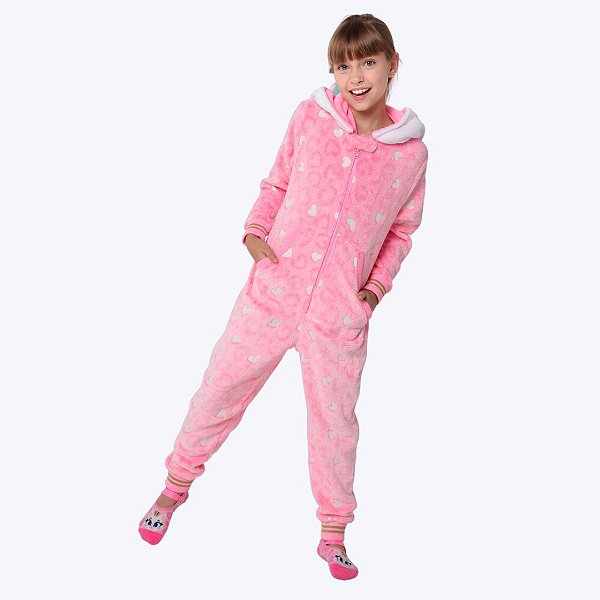 Pijama Kigurumi com Capuz Gata Romântica Teen Menina Puket  030502288