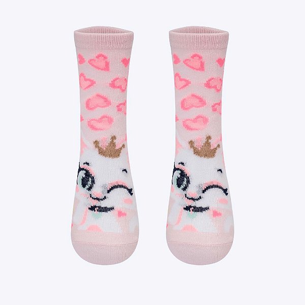 Meia Soquete Infantil Menina Gata Romântica Puket 010406240