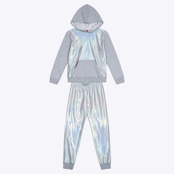 Conjunto Moletom Holográfico Infantil Feminino Kyly 1000098