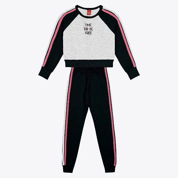 Conjunto Moletom Mescla Infantil Feminino Kyly 1000096
