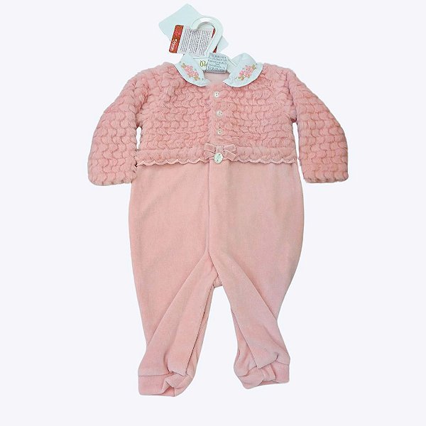 Macacão Longo Peluciado Bebê Menina Paraiso 16083