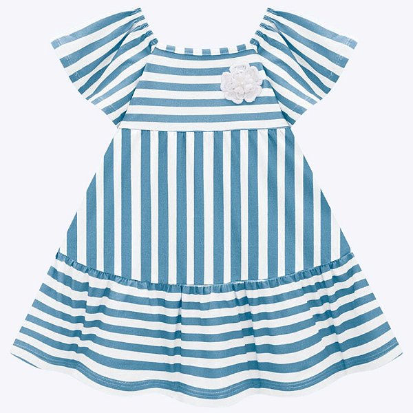Vestido Manga Curta Listrado Infantil Feminino Milon 2000364