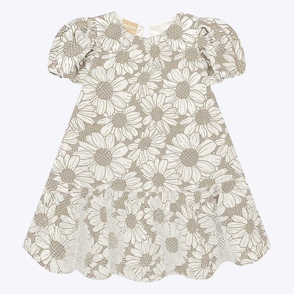 Vestido Manga Curta Laise Infantil Feminino Milon 2000375