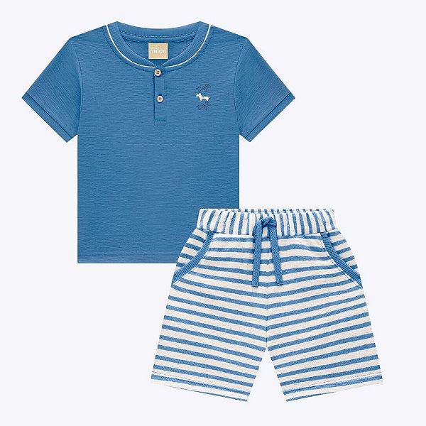 Conjunto Camiseta Polo e Bermuda Moletinho Infantil Masculina Milon 2000183